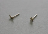 10K Solid Gold Tiny Convex Star Crescent Moon Studs Earrings Real Gold - TGE016