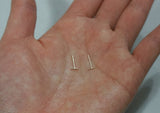 10K Solid Gold tiny thin line earrings, 5mm 10mm 12mm 15mm round straight line bar - TGE003-1