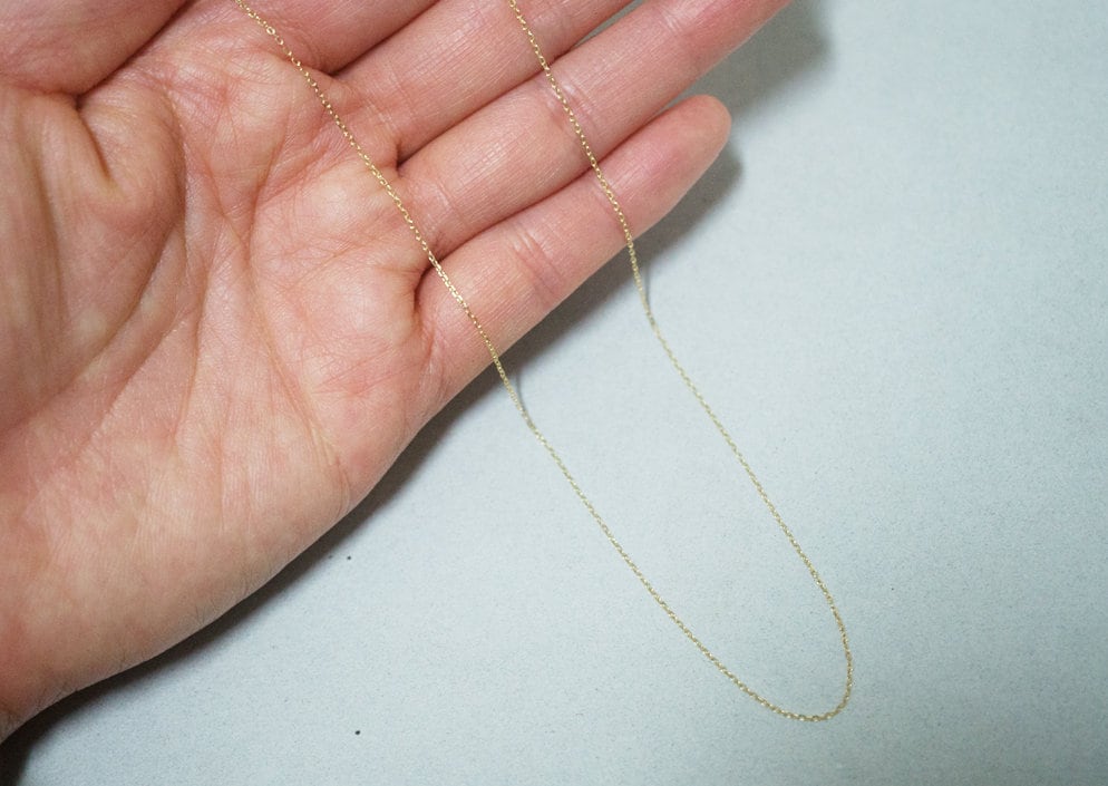 Gold Chain Necklace with Tiny Tubes Chain, Simple Gold Necklace