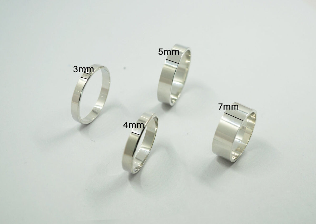 Sterling Silver Flat 2mm 3mm 4mm 5mm 6mm 8mm Wedding Band Promise  Engagement Ring Thumb Toe Midi Simple Minimalist Ring Sizes 4-13.5 