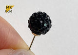 14K Solid Gold Pave CZ Ball White Gold Black colors 4mm 6mm 8mm  Stud Earrings, Disco earrings