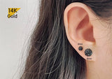 14K Solid Gold Pave CZ Ball White Gold Black colors 4mm 6mm 8mm  Stud Earrings, Disco earrings