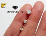 14K Solid Gold Moissanite 6 Crown 3,4,5mm Piercing 20G, 5.5mm Post Certified By GRA