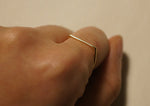 14K Solid Gold Ring Thin Real Gold Angulate Line Thinring - TGR016