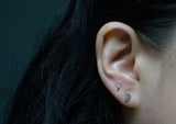 10K 14K Solid Gold Tiny Half Moon Semicircle Stud Earrings Real Gold - TGE017