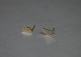 10K 14K Solid Gold Tiny Half Moon Semicircle Stud Earrings Real Gold - TGE017