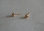 10K Solid Gold Stud Earrings Cylinder Tiny Geometric Thick Circle Real Gold - TGE094