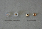 14K Solid Gold Chain Cubic Zirconia CZ Stud Earring