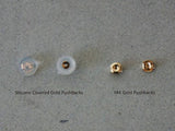14K Solid Gold Stud Earring, Tiny Square White CZ Earring - TGE42033