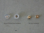 14K Solid Gold Stud Earring, Tiny Square White CZ Earring - TGE42033
