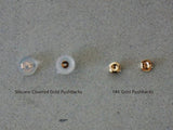 14K Solid Gold Stud Earring, Tiny Square White CZ Earring - TGE42033