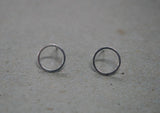 925 Sterling Silver stud Earrings, Circle line, minimal, geometric stud - TSE033