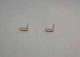 10K Solid Gold Tiny Clip Stud Earrings Paper Clip Real Gold -TGE074