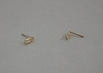 10K Solid Gold Tiny Clip Stud Earrings Paper Clip Real Gold -TGE074