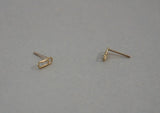 10K Solid Gold Tiny Clip Stud Earrings Paper Clip Real Gold -TGE074