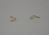 10K Solid Gold Tiny Clip Stud Earrings Paper Clip Real Gold -TGE074