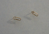 10K Solid Gold Tiny Clip Stud Earrings Paper Clip Real Gold -TGE074