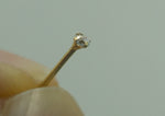 14K Solid Gold Stud Earrings, So Tiny Stud, Yellow Gold White CZ Earrings, Real Gold - TGE41012