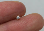 10K Solid Gold Tiny White CZ 2mm Piercing 19G, 1/4" 6mm Post Real Gold - TGP0001