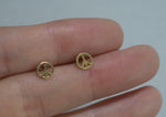 10K Solid Gold Tiny Peace Stud Earrings Real Gold - TGE085