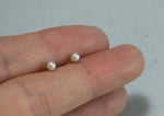 14K Solid Gold Natural Real Pearl Stud Earrings, 2.5mm,3mm,4mm,5mm,6mm,8mm Tiny Stud Yellow Gold Earrings - TGE40007