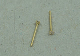 14K Solid Gold Stud Earrings, So Tiny Stud, Yellow Gold White CZ Earrings, Real Gold - TGE41012
