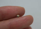 10K 14K Solid Gold Tiny Star End Barbell Piercing 19G 1/4" 6 mm Post Real Gold - TGP0002