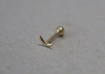 10K Solid Gold Tiny Convex Crescent Moon End Barbell Piercing 18G, 1/4" 6mm Post Real Gold - TGP0002