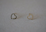 10K Solid Gold Tiny Star Heart Stud Earrings Texture Shiny Cut Line Pattern Thin Real Gold - TGE011 TGE039