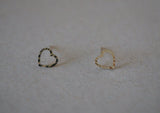 10K Solid Gold Tiny Star Heart Stud Earrings Texture Shiny Cut Line Pattern Thin Real Gold - TGE011 TGE039