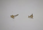 10K Solid Gold Tiny Fish Bone Animal Stud Earrings Real Gold - TGE084