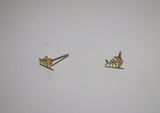 10K Solid Gold Tiny Fish Bone Animal Stud Earrings Real Gold - TGE084