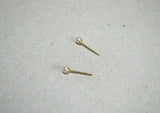 14K Solid Gold Natural Real Pearl Stud Earrings, 2.5mm,3mm,4mm,5mm,6mm,8mm Tiny Stud Yellow Gold Earrings - TGE40007