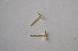 14K Solid Gold Crescent Moon Earring, Moon Cartilage,Shiny Cut, Pattern - TGE40006
