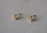 10K Solid Gold Tiny Heart White CZ Stud Earrings Real Gold - TGE038