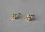 10K Solid Gold Tiny Heart White CZ Stud Earrings Real Gold - TGE038