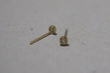 14K Solid Gold Stud Earrings Tiny Yellow Gold White CZ Earrings, Real Gold - TGE42010