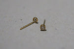 14K Solid Gold Stud Earrings Tiny Yellow Gold White CZ Earrings, Real Gold - TGE42010