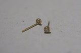 14K Solid Gold Stud Earrings Tiny Yellow Gold White CZ Earrings, Real Gold - TGE42010