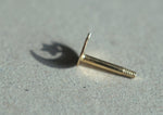 14K Solid Gold Tiny Convex Crescent Moon End Barbell Piercing 18G, 3/16" 5mm Post Real Gold - TGP4002