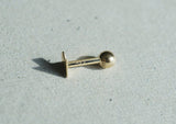 14K Solid Gold Tiny Arrow Head End Barbell Piercing 18G 3/16" 5mm Post Real Gold - TGP4003