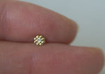 14K Solid Gold Tiny Zirconia Flower End Barbell Piercing 18G, 3/16" 5mm Post Real Gold - TGP4004