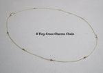 14K Solid Gold Tiny Cross Charms Necklace, Thin Chain, Tiny Thin Pendant - TGN003