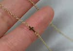 14K Solid Gold Tiny Cross Charms Necklace, Thin Chain, Tiny Thin Pendant - TGN003