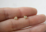 10K Solid Gold Tiny Heart White CZ Stud Earrings Real Gold - TGE038