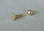 14K Solid Gold Tiny Arrow Head End Barbell Piercing 18G 3/16" 5mm Post Real Gold - TGP4003