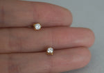 10K Solid Gold Tiny Geometric Cubic Zirconia Stud Earrings Real Gold - TGE096