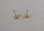 10K Solid Gold Cross Stud Earrings Real Gold - TGE057