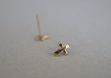 10K Solid Gold Cross Stud Earrings Real Gold - TGE057