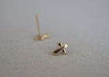 10K Solid Gold Cross Stud Earrings Real Gold - TGE057